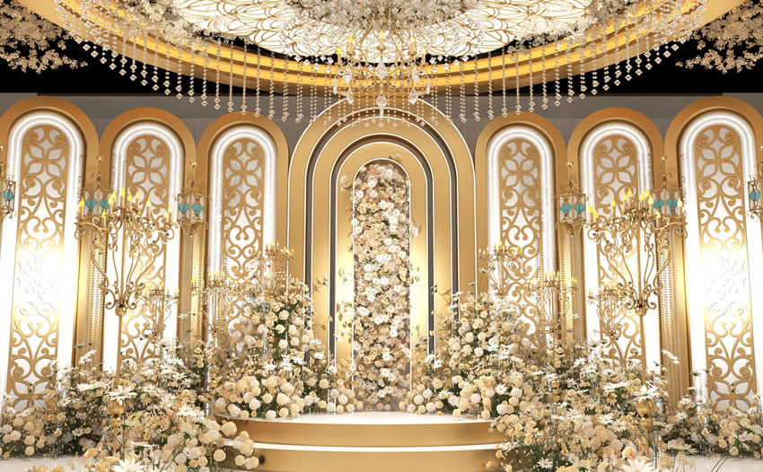 西宁香槟色调婚礼堂效果展示
